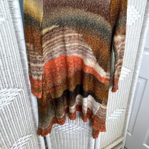 Chico's Brown Orange Ombre Knit Waterfall Cardigan Cotton Wool Boho‎ Autumn Sz 1 - Picture 8 of 8